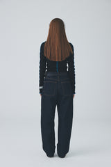 カラーラインハーフネックTシャツ / Color Line Half Neck T-Shirt [Black]