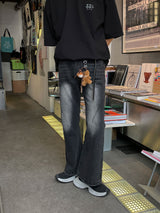 ASCLO Diagonal Incision Bootcut Denim Pants