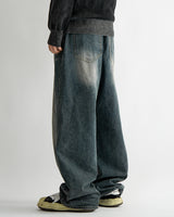 Vintage brush blue denim pants