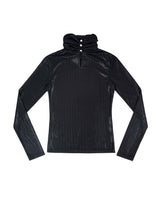 シャーリングネックTシャツ/Shirring Neck T-Shirt _ Black
