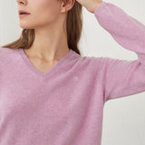 100%cashmere v neck basic top_violet mist (6653681631350)