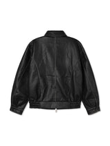 (UNISEX) カーブ切開ビンテージレザージャケット