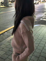 Loupe half zip-up knit