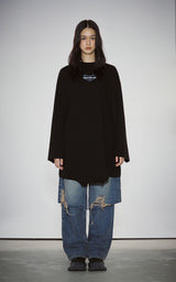 ブラーハートケープスリーブTシャツ　ブラック
