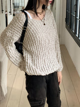 ルピナスブルゾンラウンドロングスリーブニット