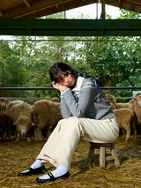 Ribbon Line Collar Wool Knit (Gray)