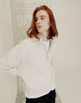 HALF ZIP UP PUNCHING RHOMBUS SWEATER IVORY (6691448455286)