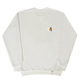 [UNISEX] Small Flower Bear Smile White Clip Sweatshirt (6655500812406)