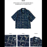 [Hawaiian Crop Shirt] Reef Check - Navy (6626230632566)