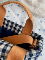 Porto check pattern bag picnic check cotton cloth bag cross shoulder tote bag S size