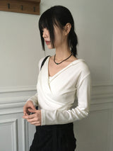 Chey draped wrap cropped hooded sweatshirt