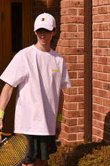 テニスボールクルーネックホワイトユニセックスTシャツ / Tennis ball crew neck white Unisex T-shirt