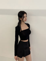 スリムボレロセット/010. Slim bolero set (black, white)