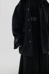 フーデッドウールハーフコート / Hooded wool half coat (2color)