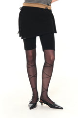 BIKER LAP SKIRT SHORTS (BLACK)
