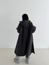 ウールフードロングコート / Wool hood long coat (3color)