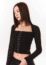 lace bolero hook top - black