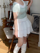 ボビーシャーリングリボン半袖Tシャツ / Bobby Shirring Ribbon Short-Sleeved T-Shirt