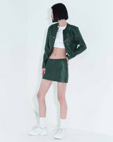 フォーレザーローライズミニスカート / Faux-Leather Low Rise Mini Skirt _ Green