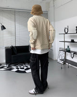 レザーパッチセミジップアップ/MT leather patch semi zip-up (3 colors)
