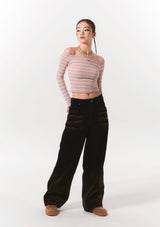 smooth off shoulder top - pink stripe