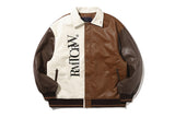ビーガンレザーバーシティジャケット/VEGAN LEATHER VARSITY JACKET_BROWN