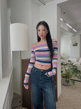 レインボーストライプトップ / rainbow stripe top