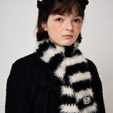 HAIRY KNIT MUFFLER, BLACK+IVORY