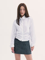 Leona shirring shirts WHITE