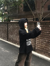 アイズオーバーサイズフィットワッフルニットフーディ