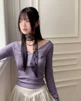エンゾーディープVネックスリムクロップドロングスリーブTシャツ