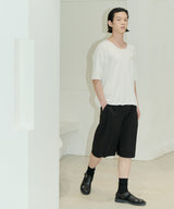 UNISEX PINTUCK STITCH BERMUDA PANTS M- BLACK (6689423294582)