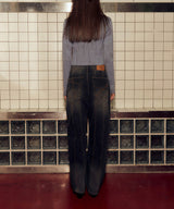 デニムダイアゴナルステッチドパンツ / DENIM DIAGONAL STITCHED PANTS (BLACK)
