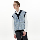 Cutting Point Vest [Blue Tweed] (6612236140662)