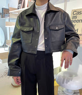 フレンチ レザー クロップジャケット / MO French Leather Cropped Jacket (2 colors)