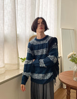 Stripe Extended Sleeve Knit Top (3color) (6598830063734)