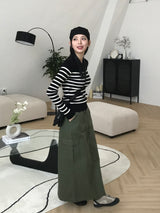 Lush back slit long skirt
