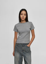 [B-BASIC] Round Neck Slim Brushed Short Sleeve Tee