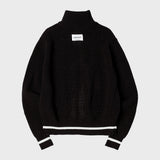 ART ROOM HEAVY KNIT ZIP UP (BLACK) (6627479191670)