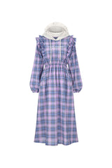 0 7 ruffle hood check dress - VIOLET (4642324152438)