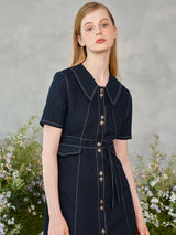 ツーボタンカラースティッチドレス / Two Button Collar Stitch Dress