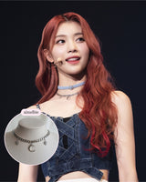 Moon and Star Bold Chain Choker - Silver (Kep1er Xiaoting Necklace)