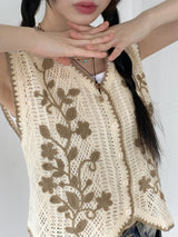ハコビンテージレイヤードノースリーブカーディガン / Hako Vintage Layered Sleeveless Cardigan