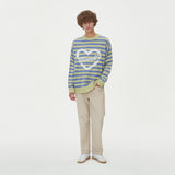 STRIPE HEART ROUND NECK KNIT_GREEN (6612837924982)