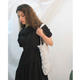 Wave smocking bag Ⅱ (light gray) (6657236762742)