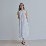 ボタンシャーリングロングドレス / Button shirring long dress