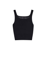 フィッシュネット スクエアネック ニット タンクトップ / FISHNET SQUARE NECK KNIT TANK TOP BLACK
