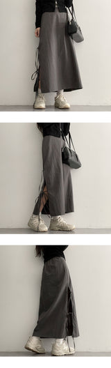 mitoside strap ribbon long skirt