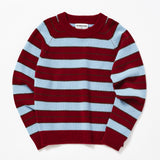カシミアウールブレンドストライプニットプルオーバー/CASHEMERE WOOL BLENDED STRIPE KNIT PULL OVER_BURGUNDY
