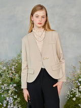 ラインノーカラージャケット / Line No-collar Jacket (2colors)